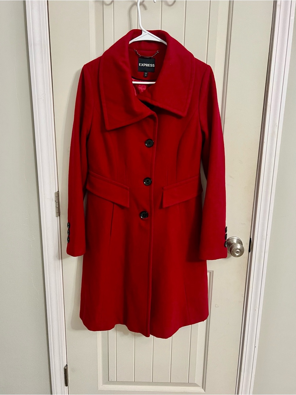Express Women's Red Wool Blend Long Coat